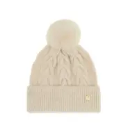 Guess-beige-naisten-neulepipo-tupsulla
