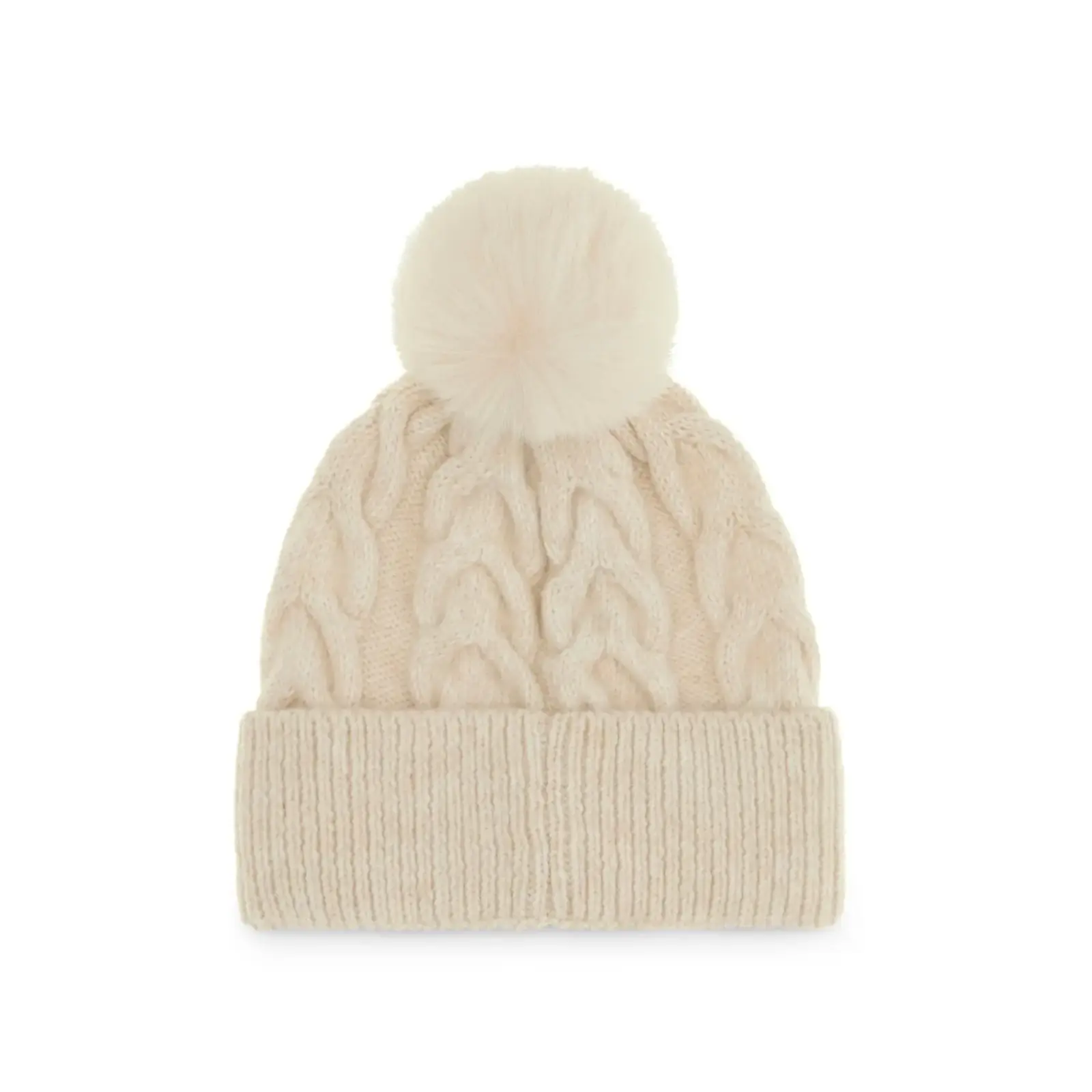 Guess-beige-naisten-neulepipo-tupsulla