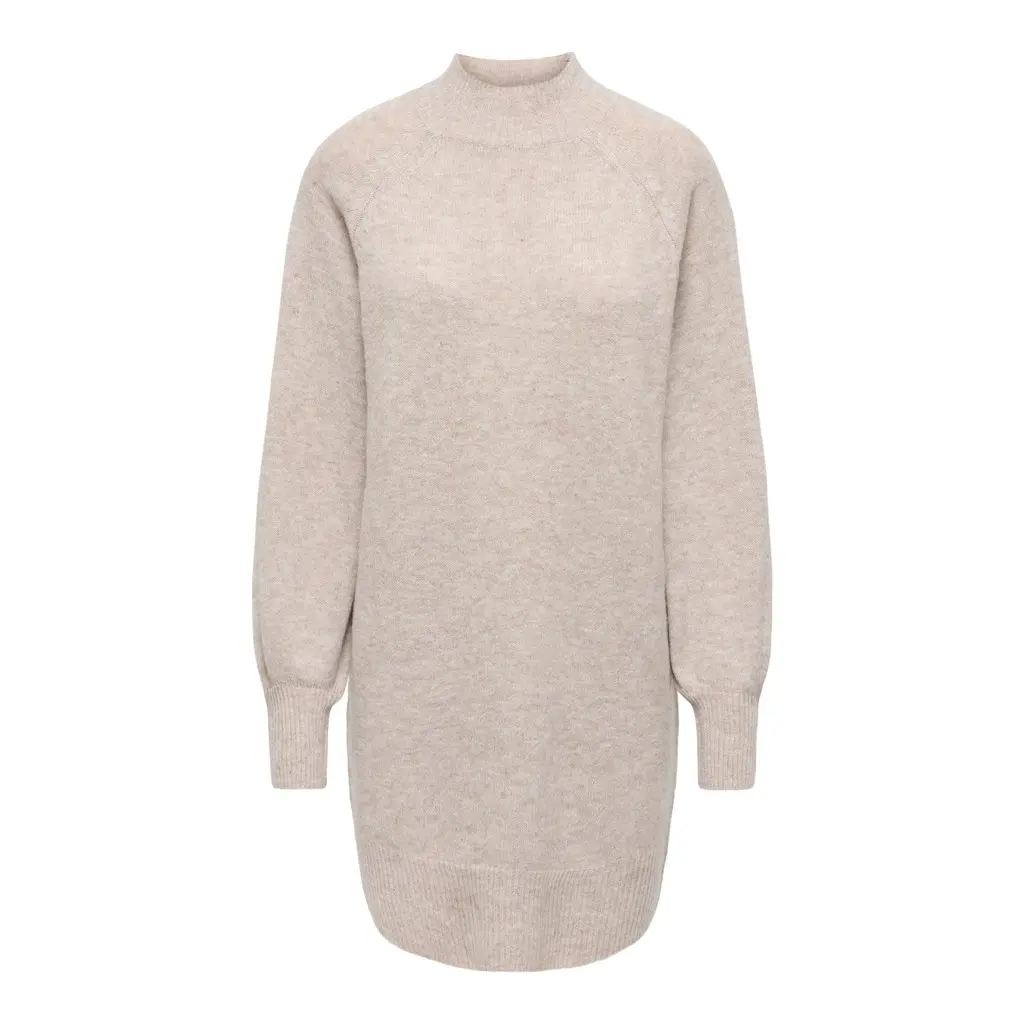 ONLY-vaalean-beige-nasiten-rento-neulemekko-pystykauluksella-ja-polvimittaisella-helmalla_