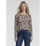 RABE-naisten-kuviollinen-sini-beige-trikoopaita