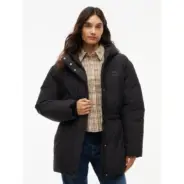 Tommy-Jeans-naisten-musta-muhkea-hupullinen-toppatakki-vetoketjukiinnityksella