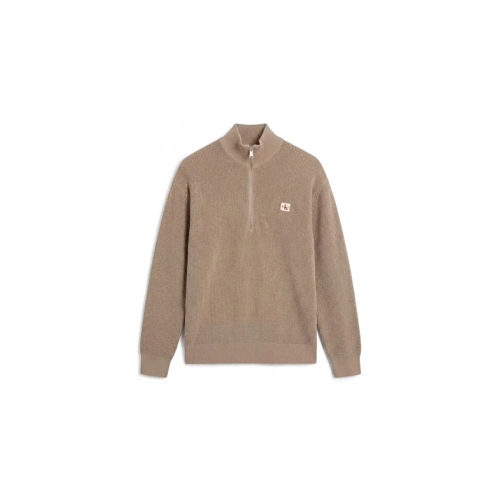 Calvin-Klein-beige-miesten-vetoketjukauluksinen-puuvillaneule