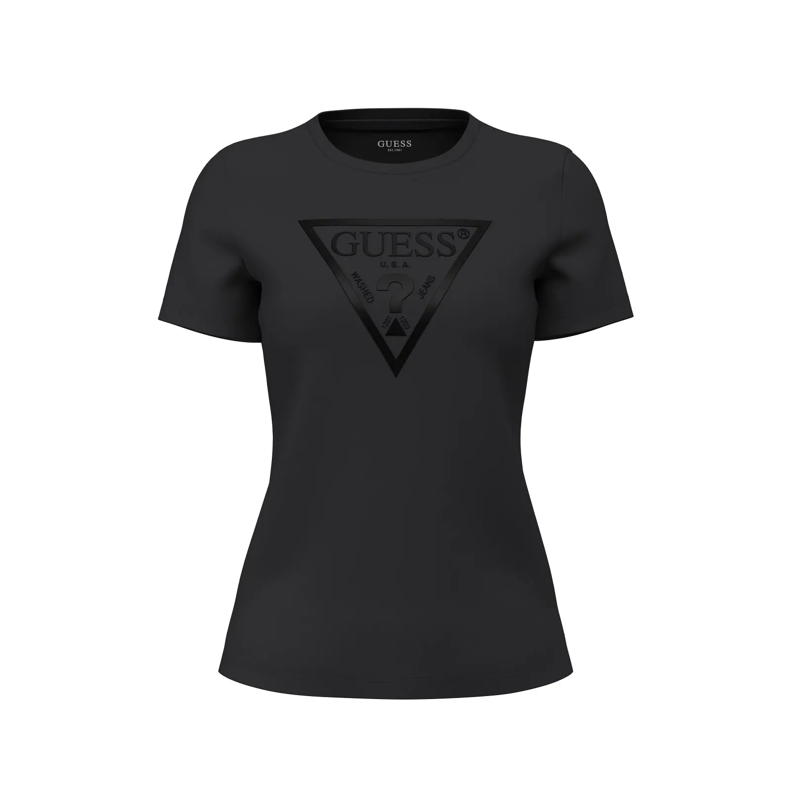 Guess-musta-naisten-t-paita-kolmio-logolla-ja-guess-tekstilla