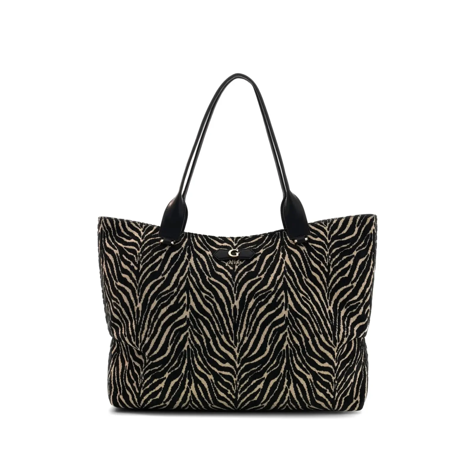 Guess-seeprakuvioinen-iso-naisten-musta-beige-savyinen-laukku