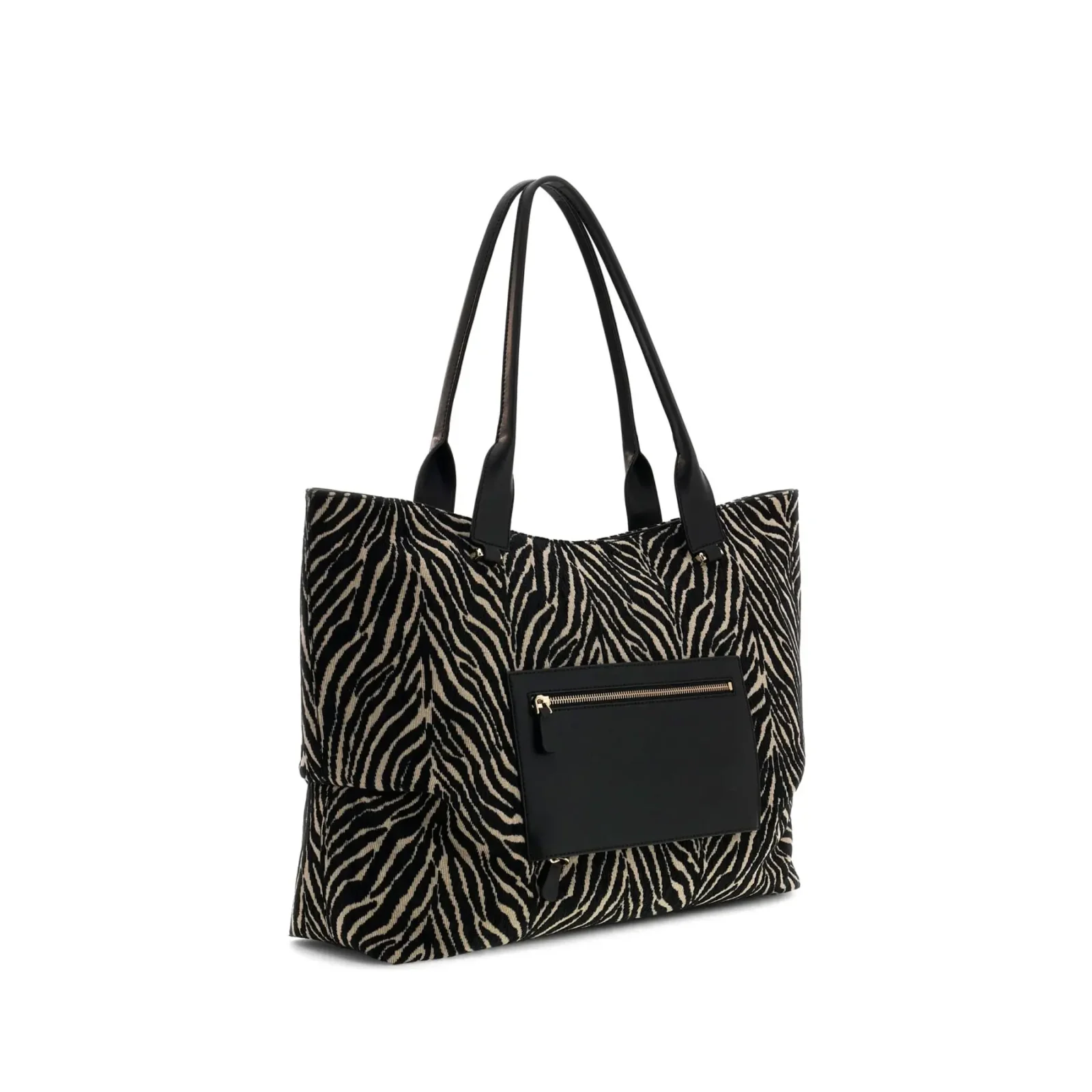 Guess-seeprakuvioinen-iso-naisten-musta-beige-savyinen-laukku