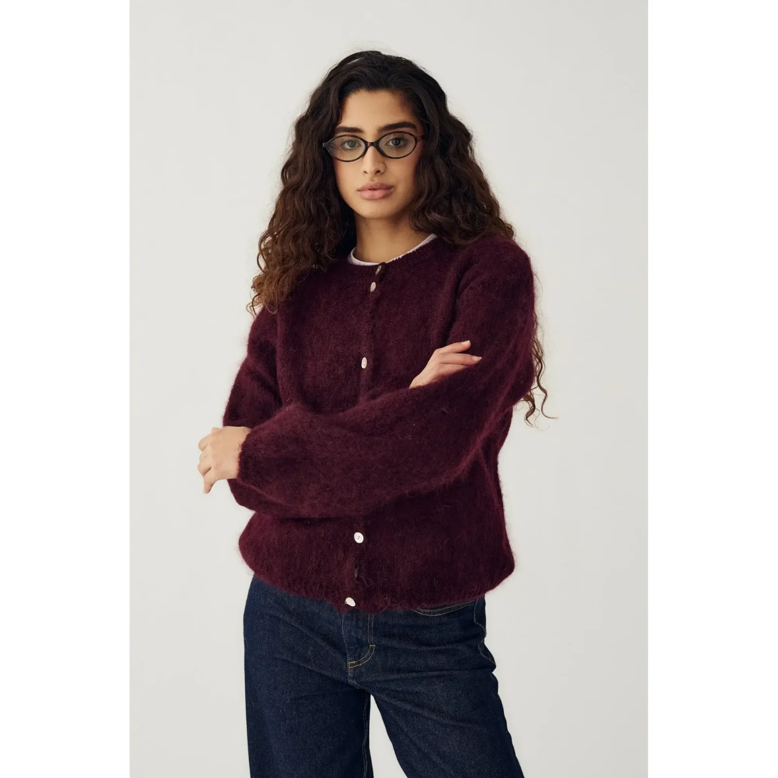 NOELLA-naisten-mohairn-neuletakki-viininpunainen-