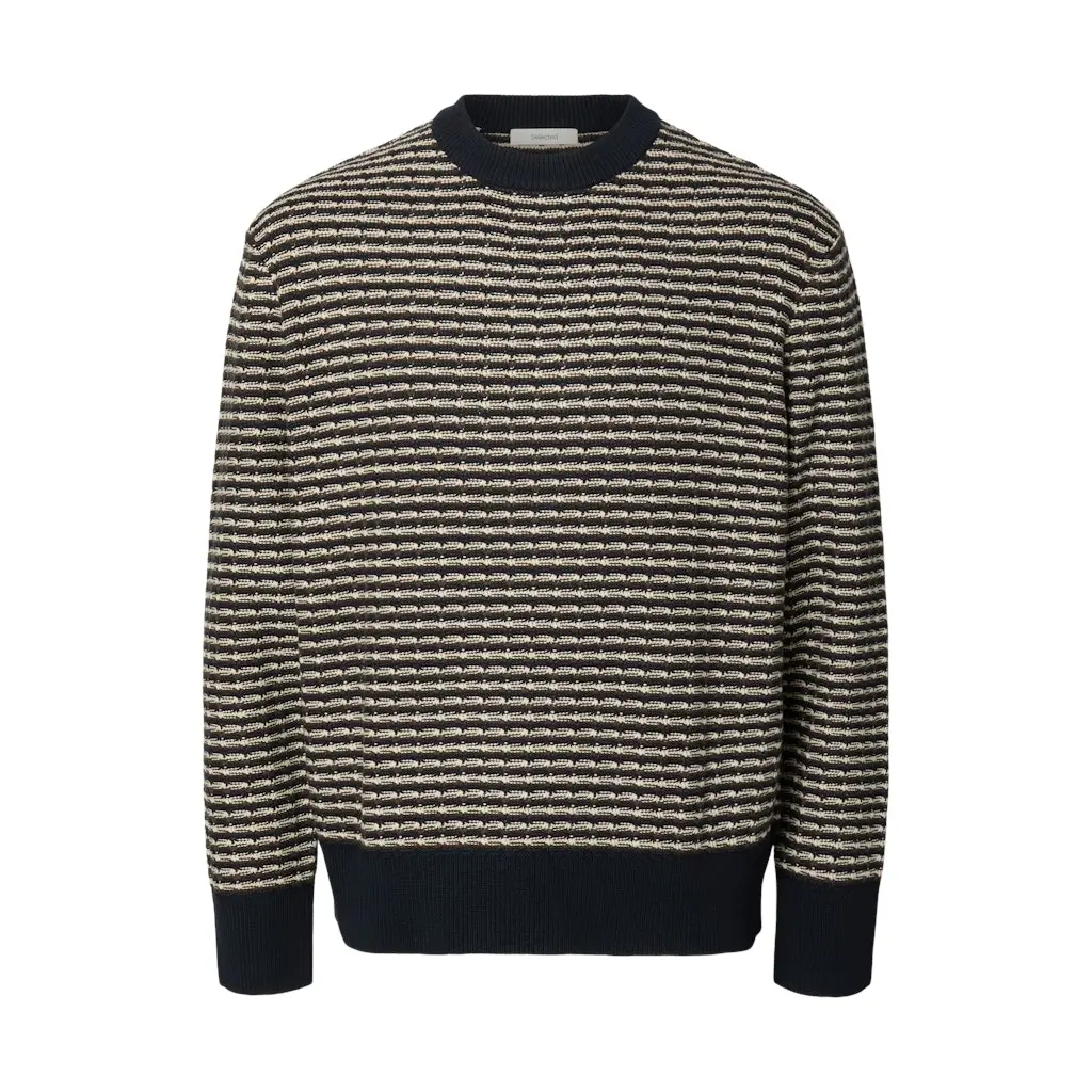 SELECTED-miesten-puuvillainen-struktuurineule-sini-beige