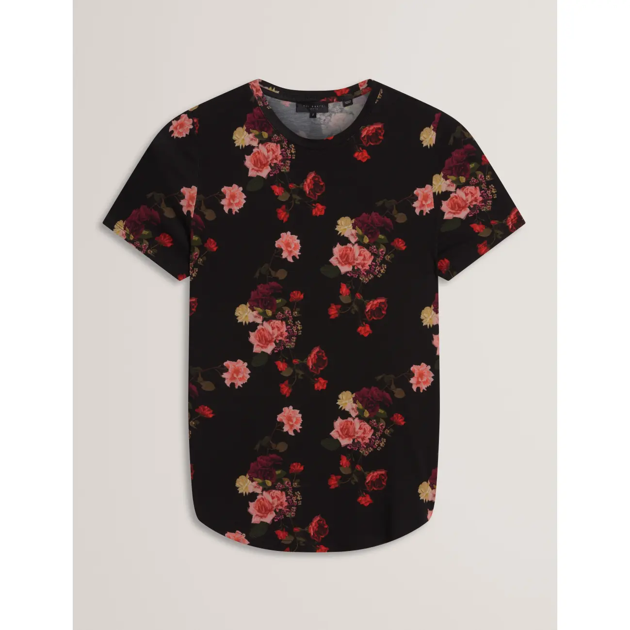 Ted-Baker-naisten-musta-ruusukuvioinen-t-paita