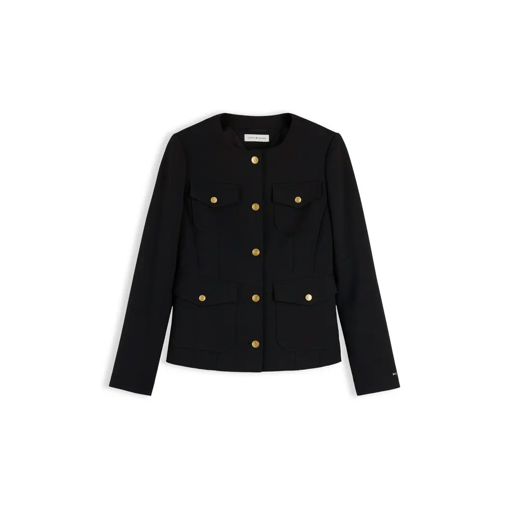 Tommy-Hilfiger-naistne-musta-jakku-kultaisin-napein