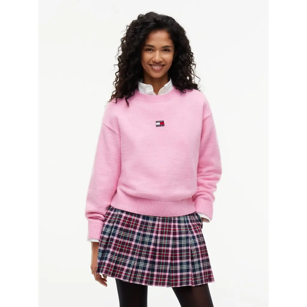 Tommy-Jeans-naisten-pinkki-neule-logomerkilla