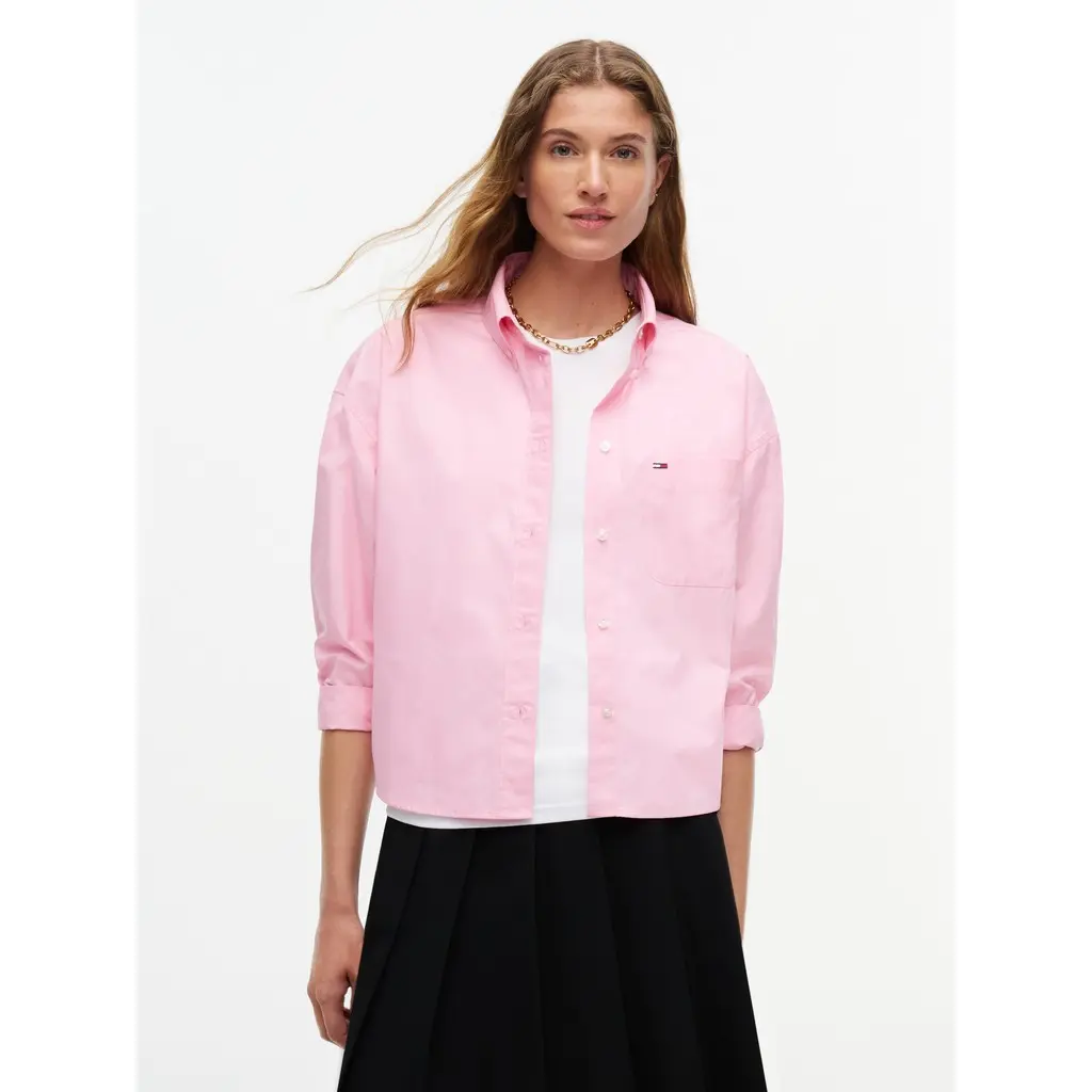 Tommy-Jeans-naisten-rento-pinkki-kauluspaita-lyhyella-mitoituksella