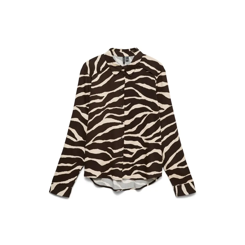 VERO-MODA-naisten-ruskea-beige-kuvioinen-naisten-viskoosikauluspaita