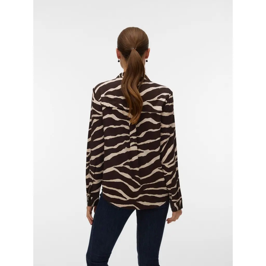 VERO-MODA-naisten-ruskea-beige-kuvioinen-naisten-viskoosikauluspaita