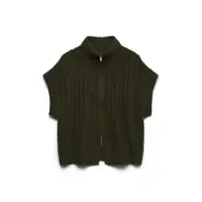 VERO-MODA-tumman-vihrea-naisten-vetoketjullinen-neuleliivi-holkkihihalla