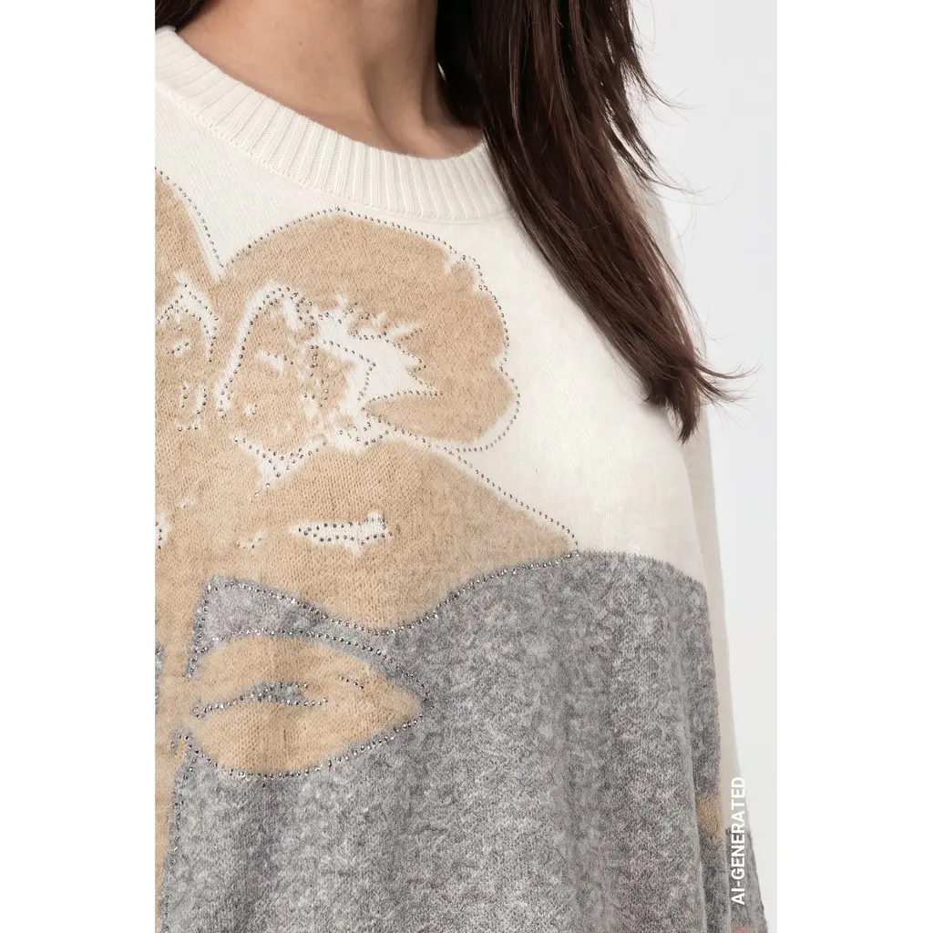 monari-naisten-beige-harmaa-kuviollinen-strassein-viimeistelty-kukkaneule