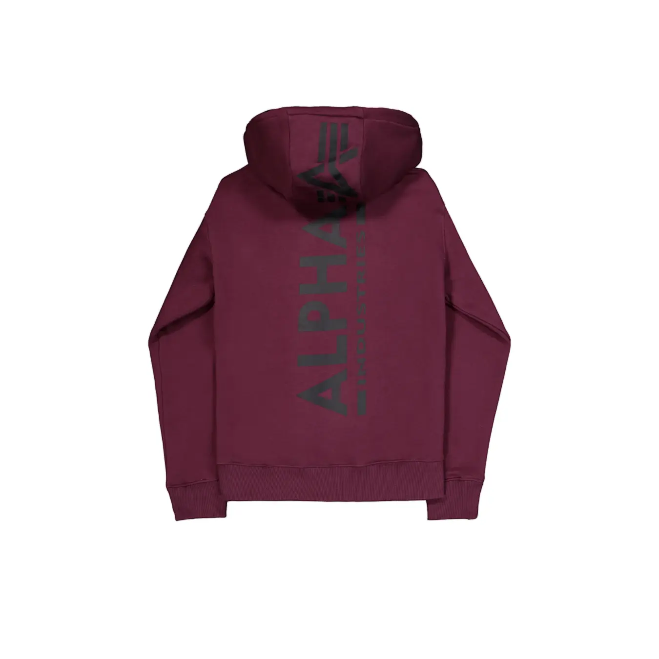 Alpha-Industries-miesten-viinipunainen-huppari-selkaprintilla
