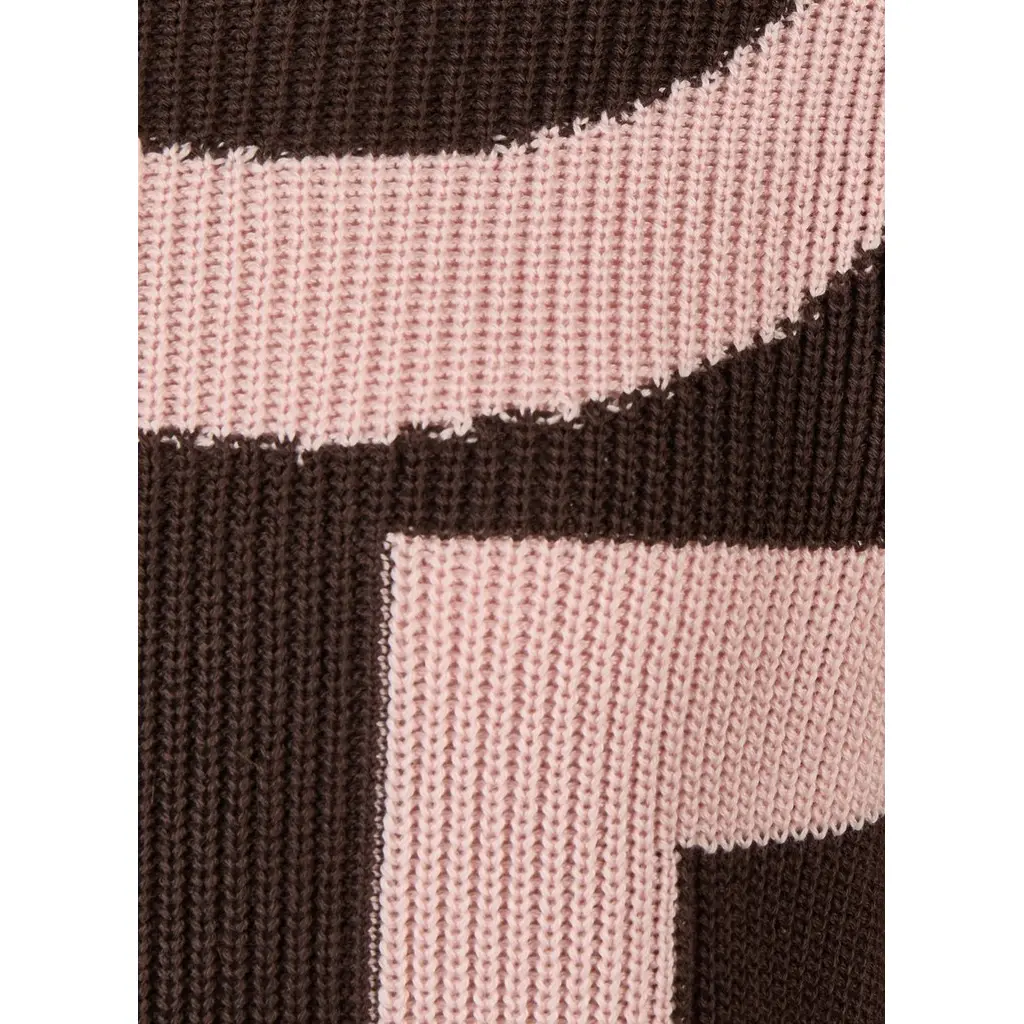 RABE-naisten-kuviollinen-pinkki-ruskea-graafinen-neule-