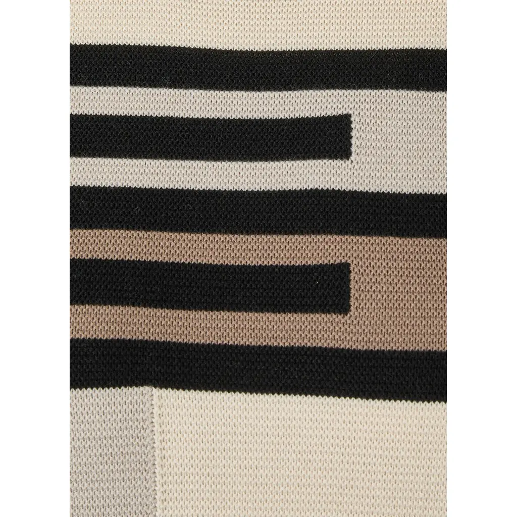 RABE-naisten-raidallinen-beige-musta-savyinen-neulepusero-pyorealla-paantiella