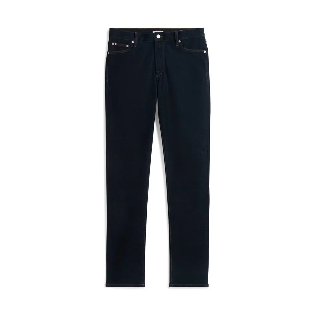 Tommy-Hilfiger-miesten-tummansiniset-tasavariset-farkut-ruskealla-tikkauksella