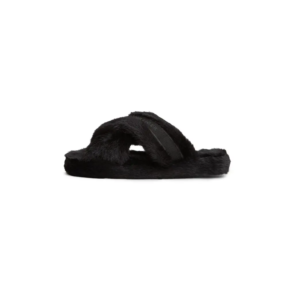 Tommy-Hilfiger-mustat-pehmeat-keinokarvaiset-aamutossut-naisille