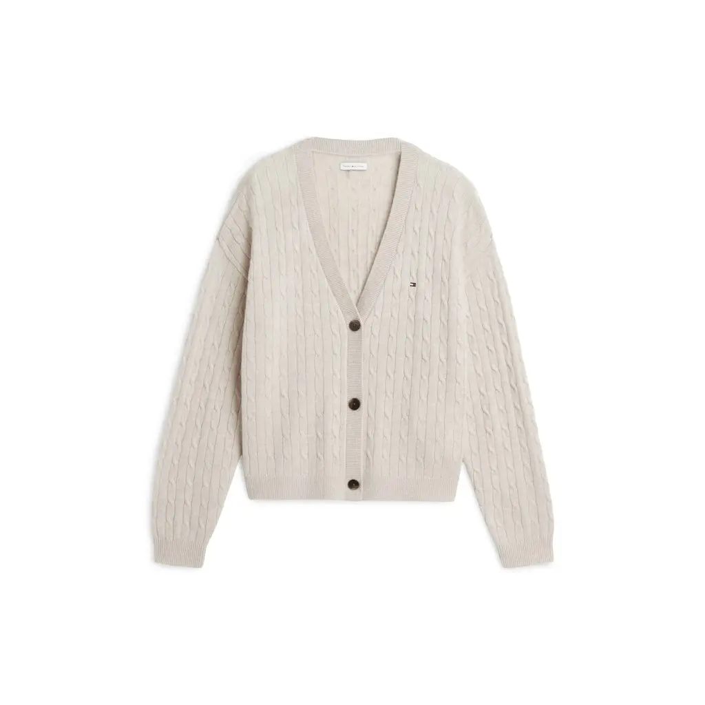 Tommy-Hilfiger-naisten-beige-lettineulottu-nappineuletakki-v-paantiella