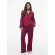 Tommy-Hilfiger-naisten-puna-siniruudullien-flanellipyjama
