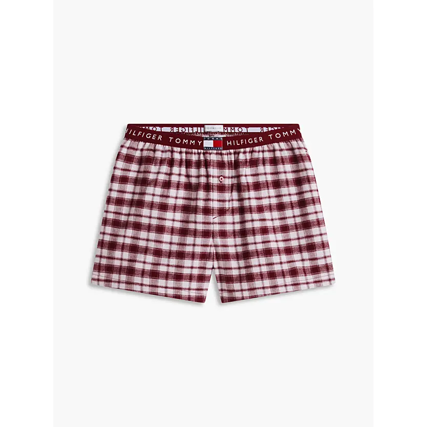 Tommy-Hilfiger-nasiten-viininpunainen-ruudullinen-shortsipyjamasetti-unimaskilla