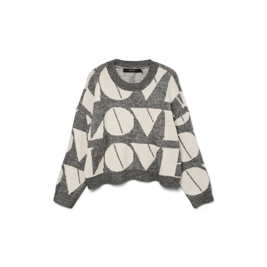 VERO-MODA-naisten-harmaa-valkoinen-love-neule-rennolla-istuvuudella