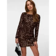 VERO-MODA-ruskean-savyinen-naisten-pitkahihainen-paljettimekko-lyhyella-helmalla