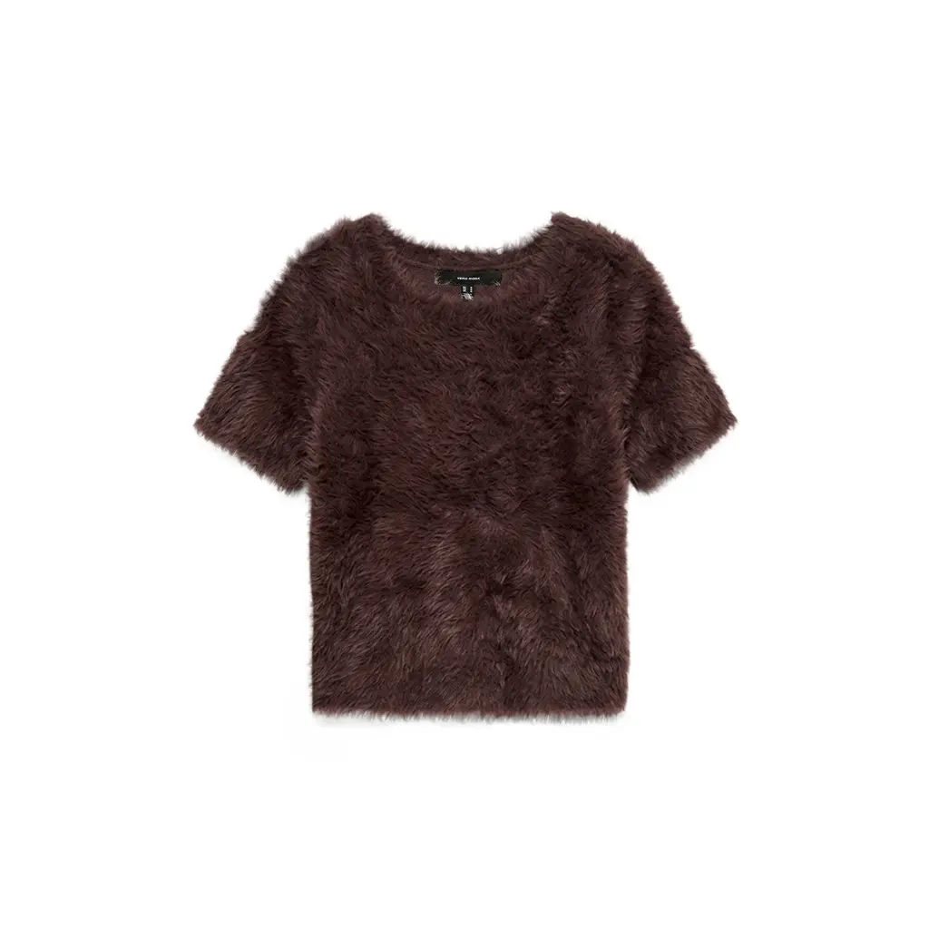 VERO-MODA-tummanruskea-naisten-porroneule-lyhyella-hihalla