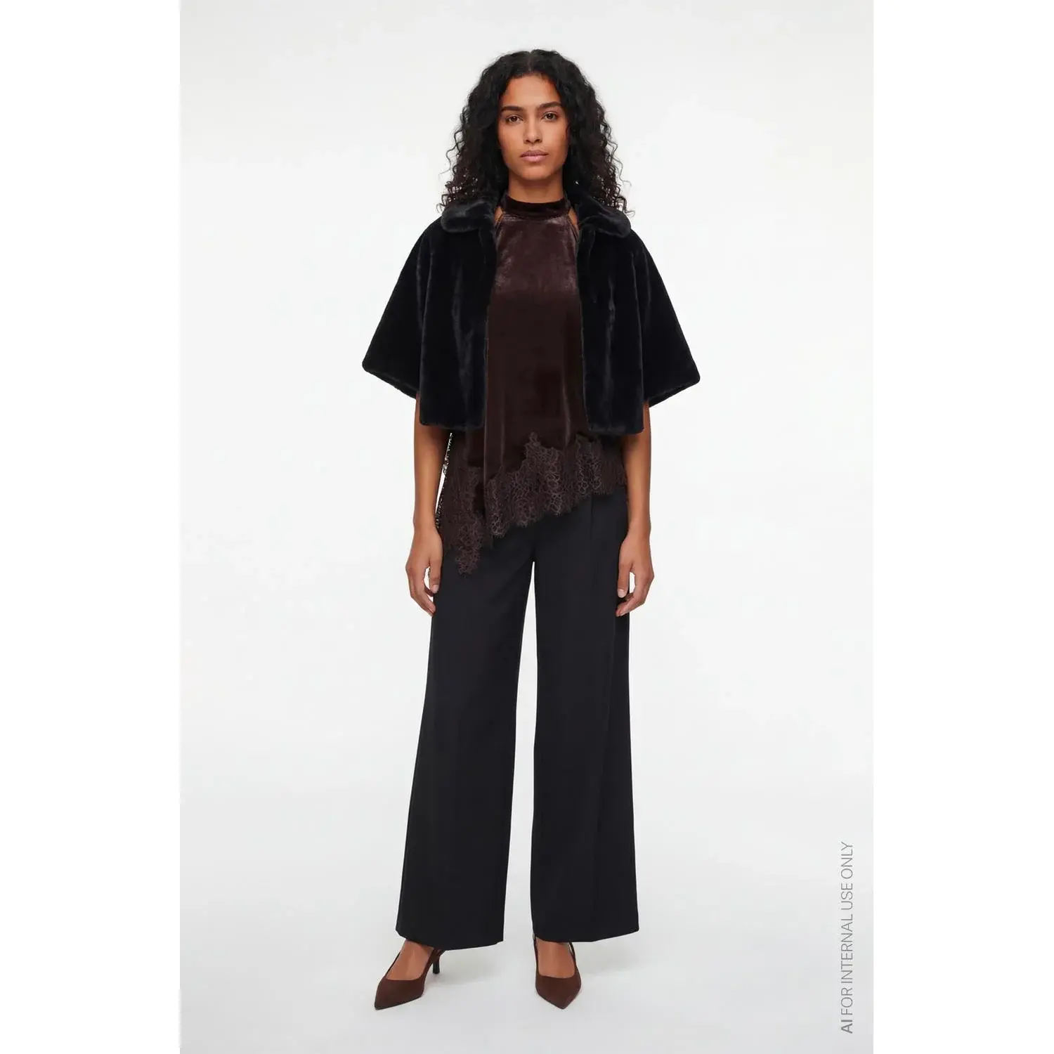 Vila-musta-keinokarva-bolero-cape-juhlaan